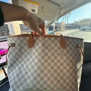 Louis Vuitton Checkered Tote - Cream and Brown